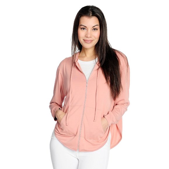 NWOT- HRP Peete Knit Long Sleeve Cut-out Racerback 2-Pocket Front Rose, Size M - Picture 2 of 3